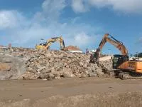 Travaux de réparation de la brèche perré Homardiers