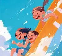 enfants s'amusant sur une embarcation dans l'eau