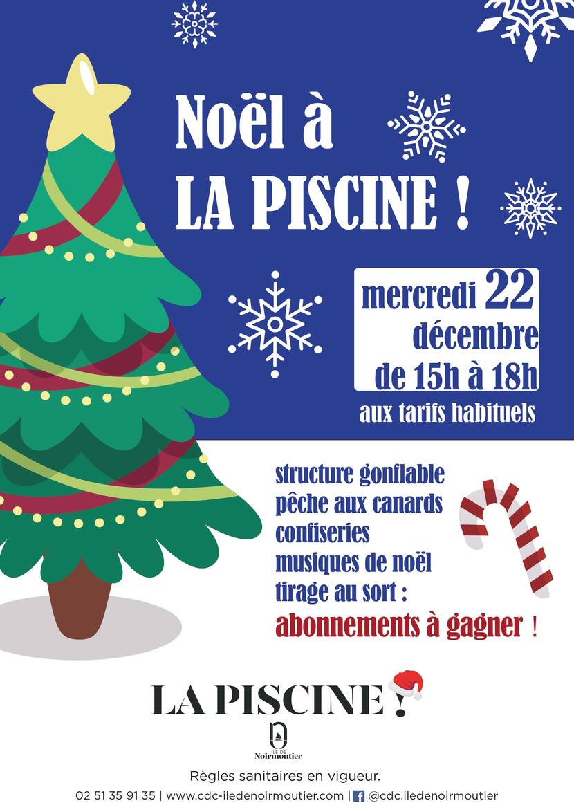 Affiche Noel à la piscine - Ile de Noirmoutier 22 décembre 2021